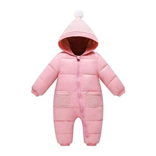 Newborn Baby Girls Boy Romper Cute Bear Warm Thick Snowsuit Hooded Coat Jumpsuit