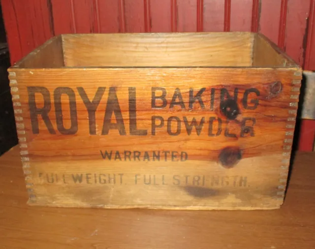 Antique ROYAL BAKING POWDER Jointed Wooden Shipping Crate Advertising Box Vintag