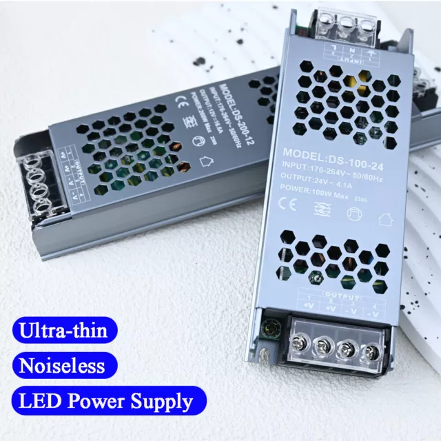 60W 100W 200W 300W Alum LED Transformer 12V 24V Power Supply Adapter F LED Strip