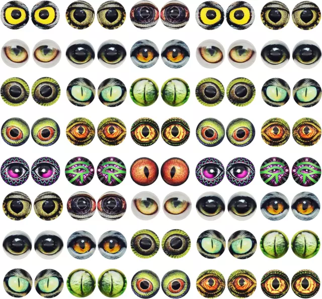 6MM（1/4 Inches) 100PCS Owl Snake Lizard Animal Eyes Glass Cabochon for Clay Doll