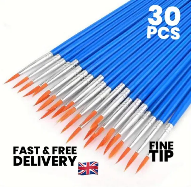 30 Pcs Fine Tip Paint Brushes,Small Brush Bulk for Detail Painting,Blue