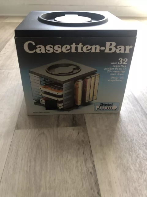 Cassetten Bar Kassetten Ständer drehbar MC Box Karussell Rondell Würfel Vintage