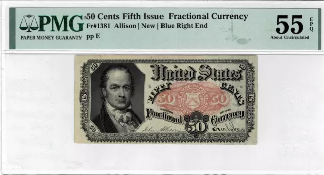 .50 Cent Fractional Currency note-fr. 1381 (fifth issue) PMG About Unc 55 EPQ