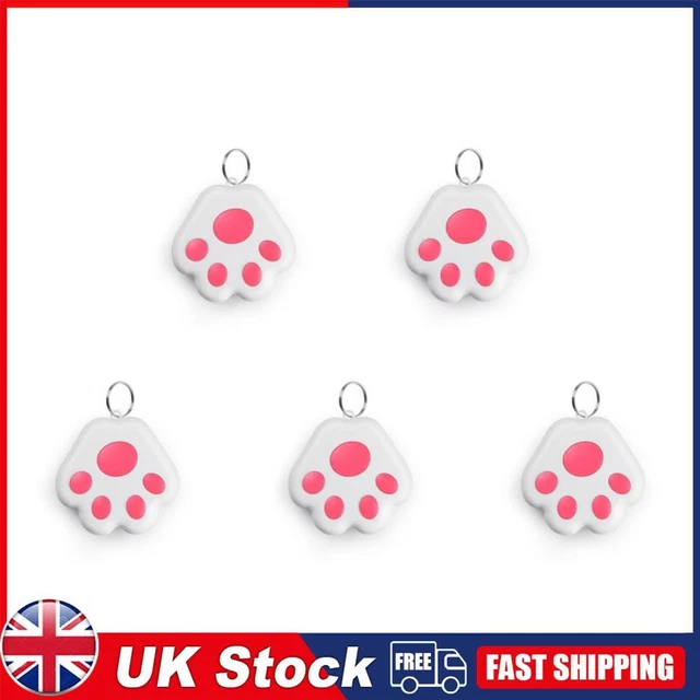 5Pcs Bluetooth-compatible GPS Pet Tracer Anti Lost Keychain Dog Locator (Pink)
