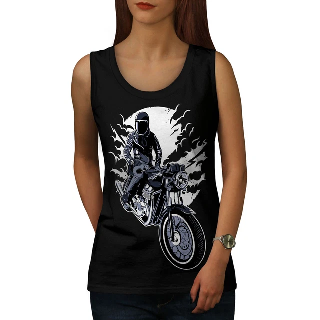 Maglietta sportiva Wellcoda Bike Moto Night Biker donna, Wellcoda