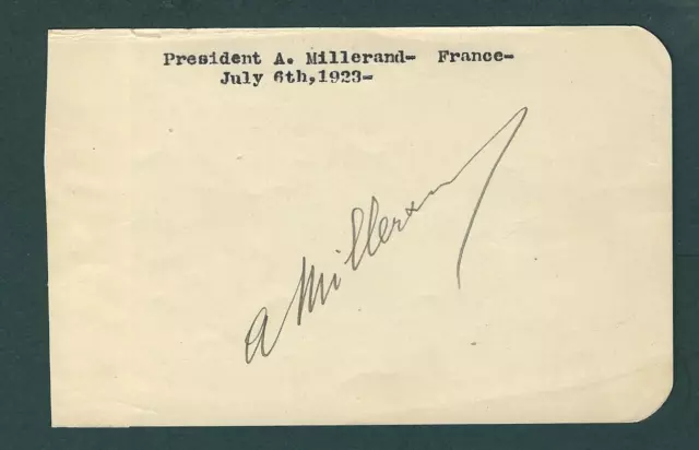 Alexandre Millerand signed album page Prime Minister France 1920-24