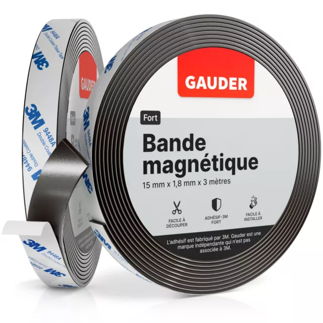 GAUDER Bande Magnétique Autocollante Forte | Bandes Magnétiques avec Support ...