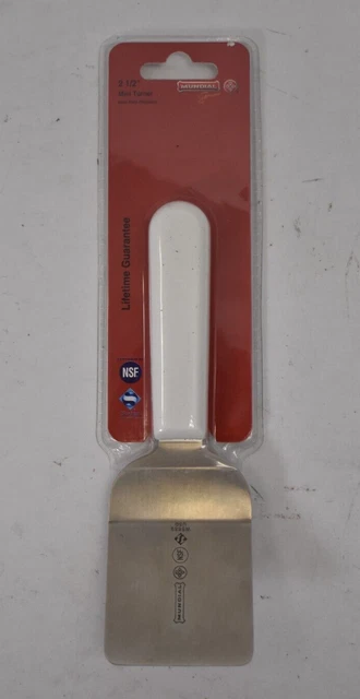 Mundial Mini Turner Spatula 2-1/2" w White Handle Kitchenware Stainless Steel