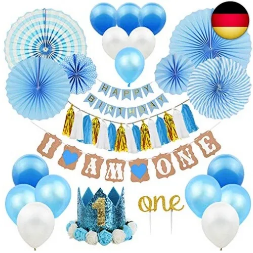 ZNZ Baby Geburtstagsdeko, 1. Geburtstag Party Dekorationen für Jungen | Ammer