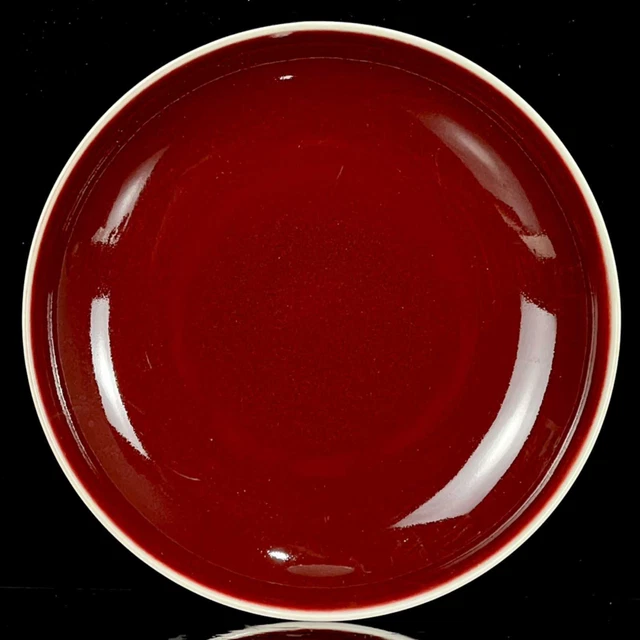 Chinese Sacrificial Red Glaze Porcelain Handmade Exquisite Plate ae2710