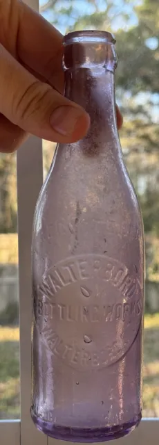 Antique Walterboro Bottling Works Purple Glass Bottle Walterboro, South Carolina
