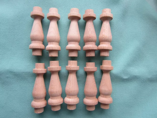 (10) 1½” Birch Turned Spindles / Finials clocks bed posts gallery plate rails