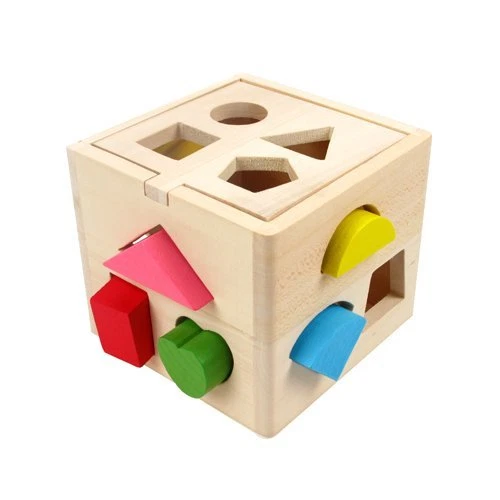 MONTESSORI EDUCATIONAL WOOD ShapeSorter Cube PreKindergarten Toy for