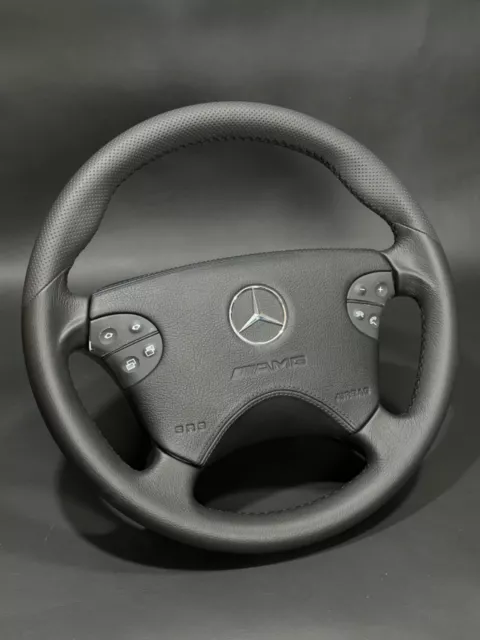 AMG Steering Wheel Mercedes-Benz CLK W208 E W210 G W463, Genuine Leather, Black, 2