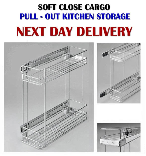 SOFT CLOSE, PULL OUT KITCHEN STORAGE 150 mm, SILVER, CHROME W2313 L £53.55 PicClick UK