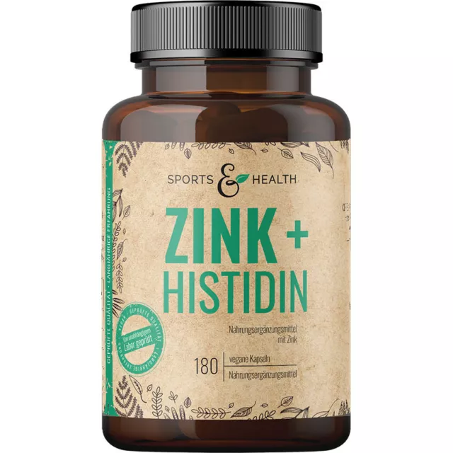 Zink + Histidin 180 Kapseln Made in Germany - vegan und natürlich