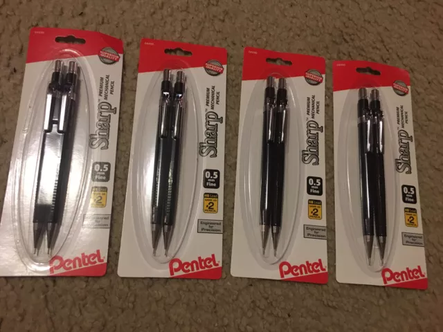 8 PENTEL Sharp premium Mechanical Pencils 0.5 mm Fine point .5mm 4 packs of 2