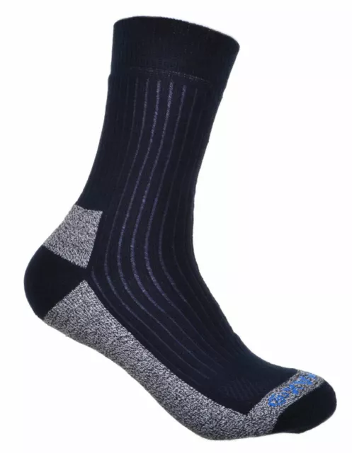 2 Pairs of Navy Blue Cotton Coolmax Ladies walking Socks with Arch Support