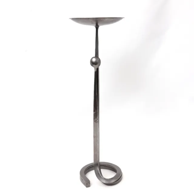 WROUGHT IRON CANDLE HOLDER HAND FORGED MEDIEVAL GOTHIC RUSTIC c1970 42.5cm H