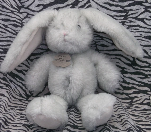 Cb/ Peluche Doudou Histoire D'ours Lapin Gris Nez Rose 35Cm Etat Neuf