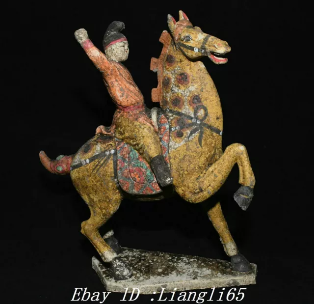 11.8"Dynastie Tang Sancai Keramik Malerei Menschen Person Pferd Statue