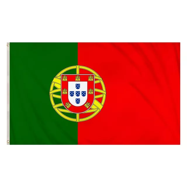 Large 5Ft X 3Ft Portugal Flag Uk Portugese National Banner Colour Brass Eyelets