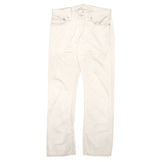 LEVI'S 514 pantaloni da uomo beige sottili in cotone dritti W32 L32