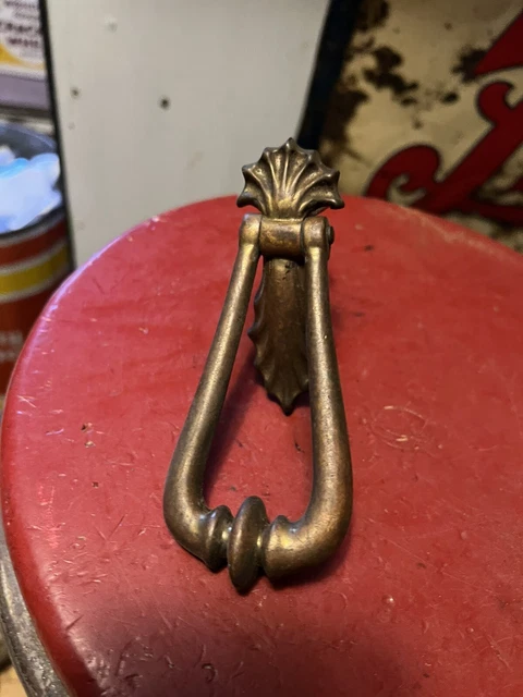 Vintage Antique old Victorian Brass Door Bell Knocker Clapper Hardware USA