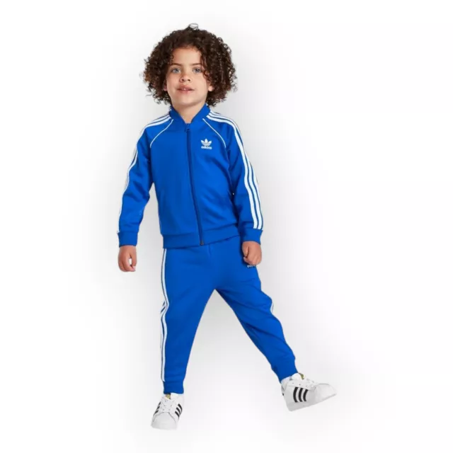 Tuta Adidas Bambino Bambina Adicolor SST 3 Stripes Blu Bianco da 3 Mesi a 4 anni