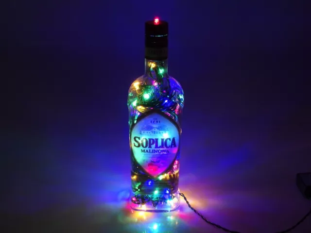 Soplica Malinowa - Flaschen Lampe mit 80 LEDs Kaltweiss + Multicolor UMSCHALTBAR