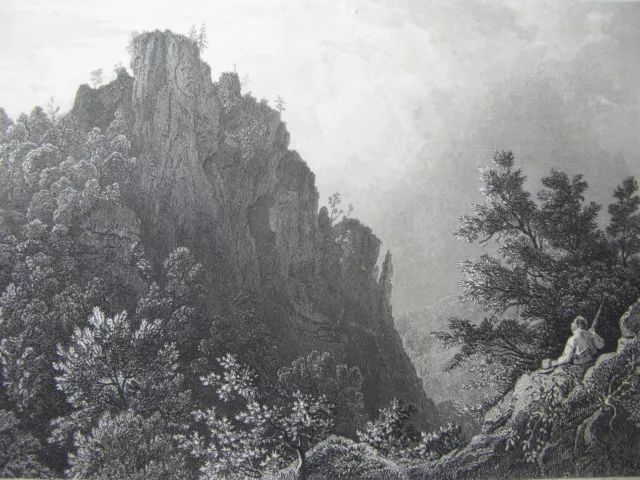 original Stahlstich engraving Ansicht Ilsenburg Ilsenstein Harz