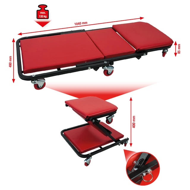KS Tools lettino mobile e sedile pieghevole, 1040x490 mm