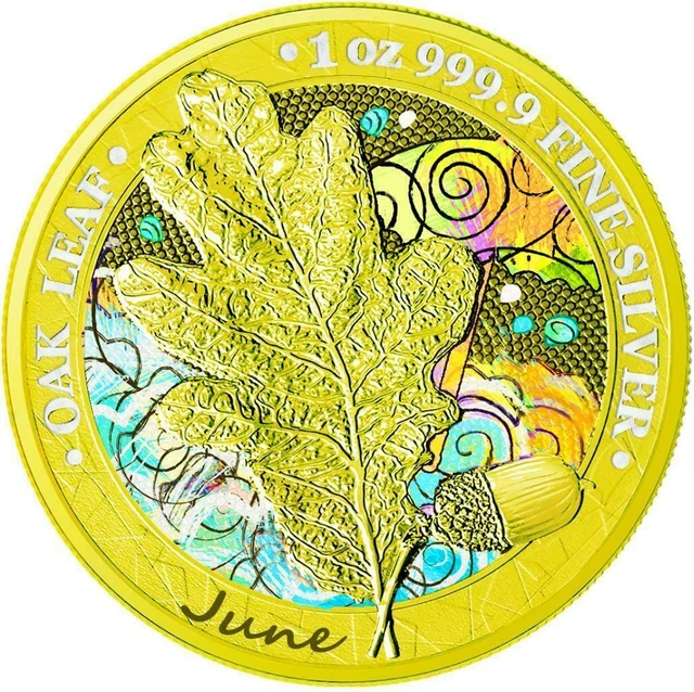 Germania 2019 5 Mark Oak Leaf - Series 12 Months  - June 1 Oz Silver Coin