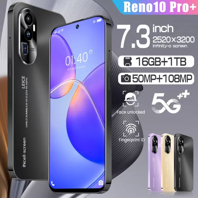 2023 Reno10 Pro+ Smartphone 7.3" 16GB+1TB Android Factory Unlocked Mobile Phone'