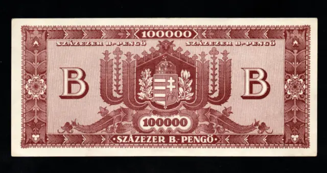 100 000 Billion Pengo  Aunc-Extra Fine+ Banknote From Hungary 1946 Pick-133 Rare 2