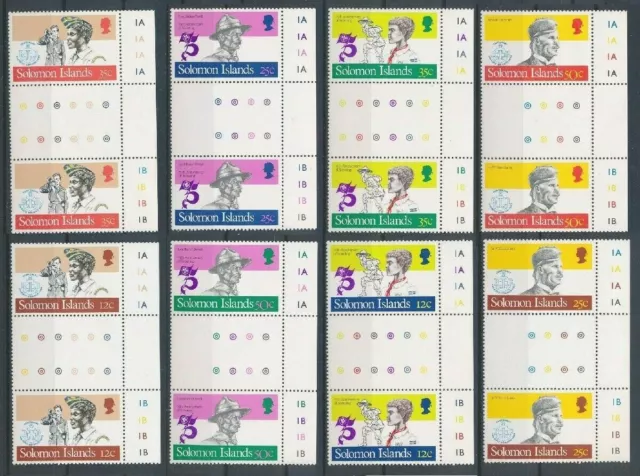 Solomon Islands 1982 MNH 8v gutter pairs, Boys brigade scouting