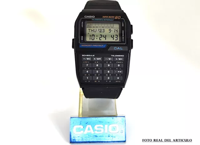 Vintage Casio Montre Databank-Calculator DBC-80-1R C, QW.1486 Mémo 80 An 98