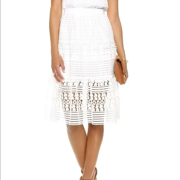 Diane Von Furstenberg White Tiana Lace Skirt  SZ XS