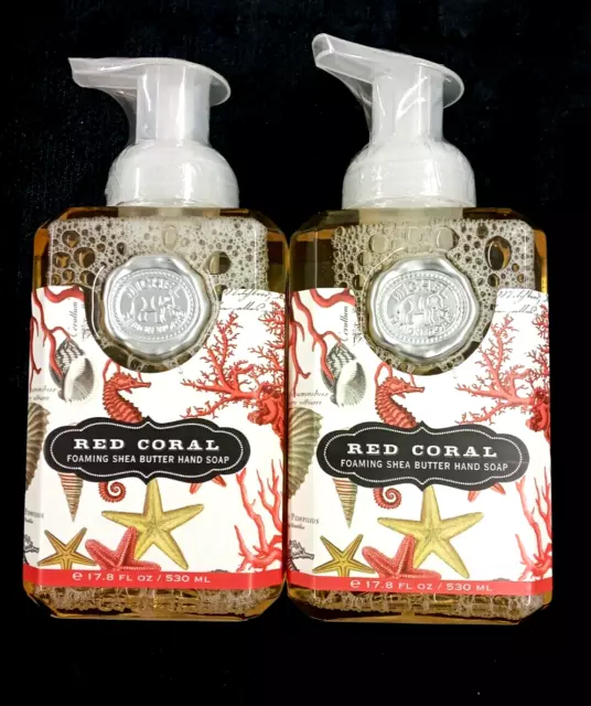 2- 17.8 oz Michel Design Works Foaming OCEAN AIR/RED CORAL Shea Butter Hand Soap