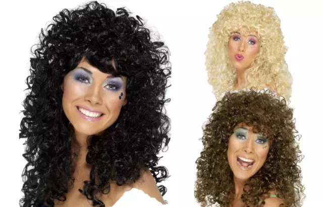 Adult Boogie Babe Wig 60s 70s 80s Fancy Dress Costume Ladies Womens New