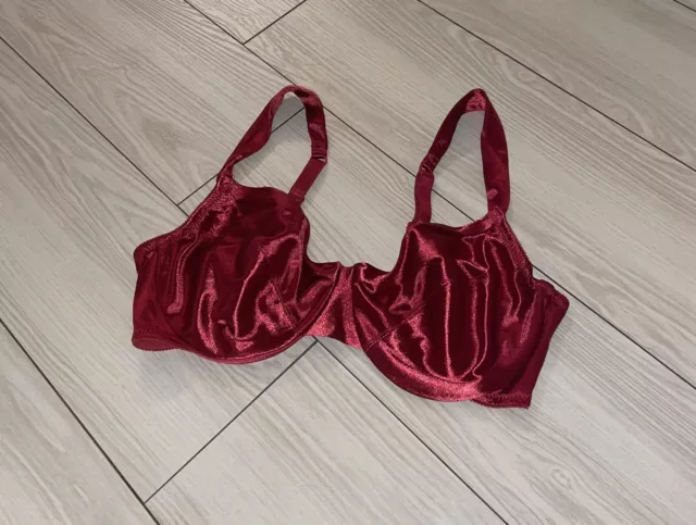 Vtg Victorias Secret Gold Label 1816 Second Skin Satin Bra UW Womens 36C Red