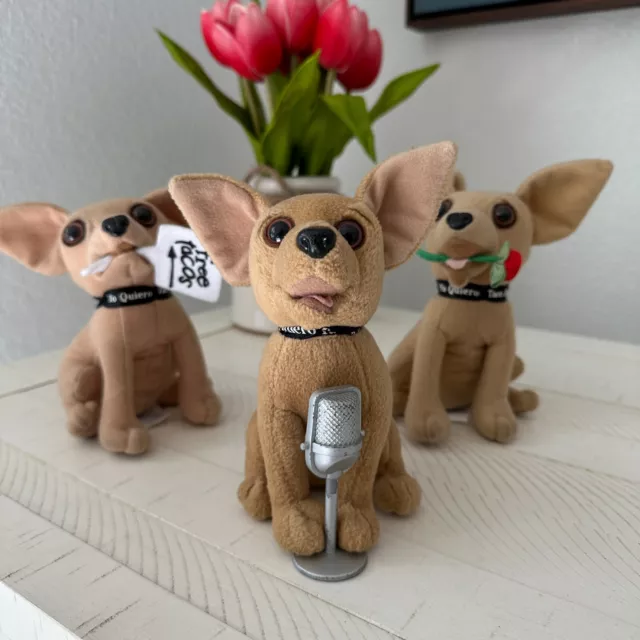 Yo Quiero Taco Bell Dog Plush Lot Microphone, Rose, Free Tacos NO SOUND VTG 90s