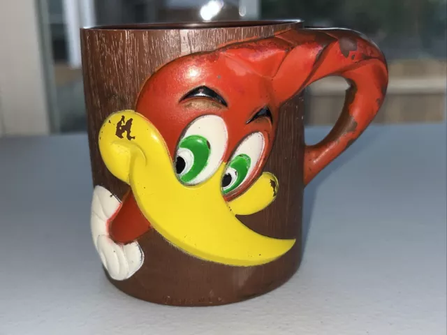 Vintage 1965 Woody Woodpecker Plastic Cup W/ Handle By F&F Mold & Die Works Inc