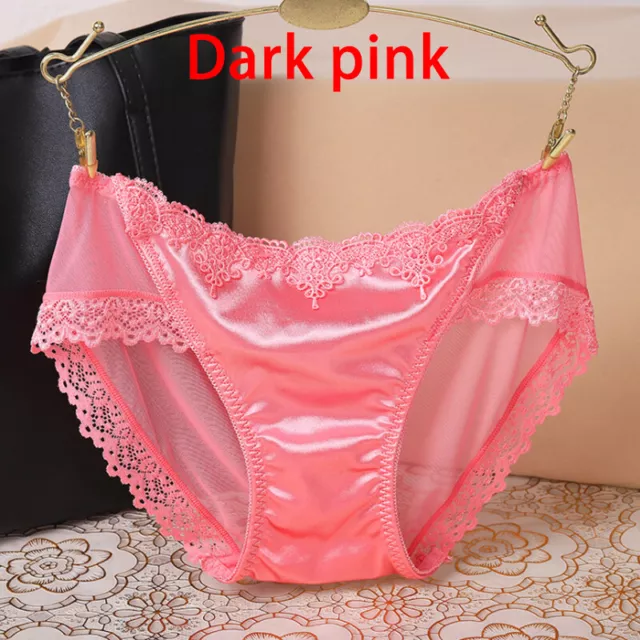 Ladies Shiny Satin Knickers Sexy Briefs Women Underwear Lace
