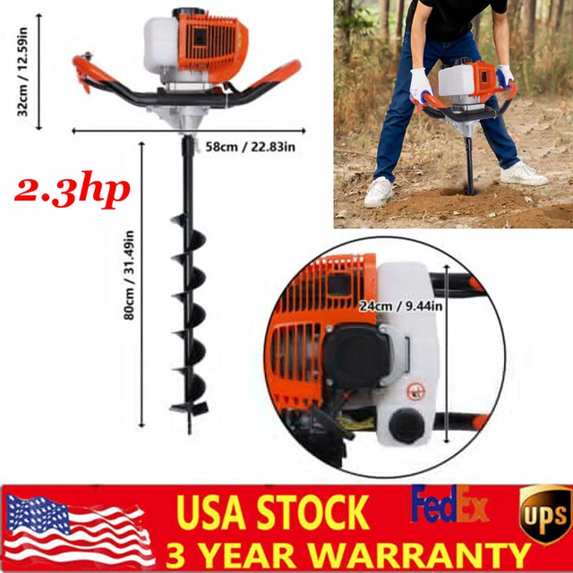 2.3hp 52cc Gas Powered Post Hole Digger Earth Auger Powered Engine+4" 6" 8" Bit