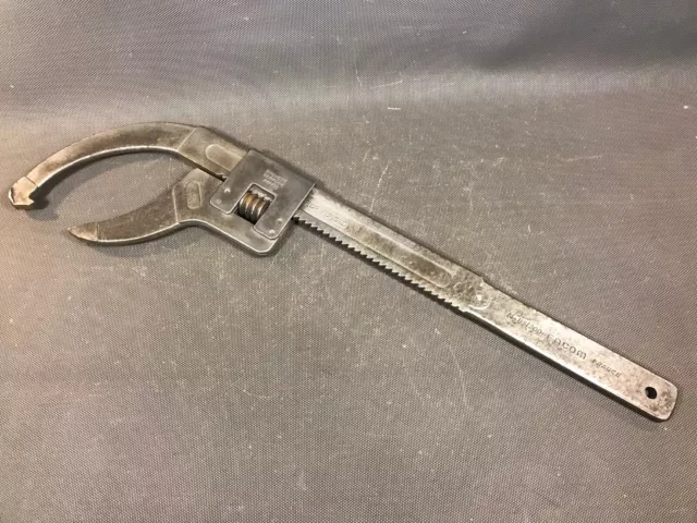 Antique Large Key IN Wrench Shape Atypical Facom Patented Forged Iron Garage