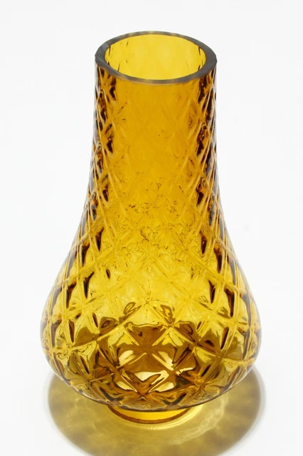 Vintage Amber Glass Quilted Diamond Hurricane Replacement Lamp Shade 7 1/2"