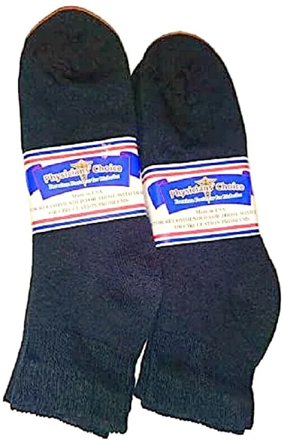 6 or 12 Mens Physicians Choice EXTENDED SIZE Cotton Diabetic Black Ankle Socks