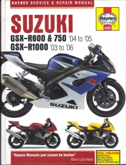 Suzuki Gsxr600,Gsxr750 K4,K5,Gsxr1000 K3,K4,K5,K6 Haynes Manual 2003-2006