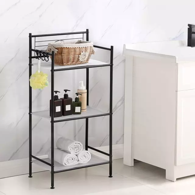 3-Tier Metal Freestanding Storage Shelf,Standing Bathroom Shelves with 3 X PP Sh 2